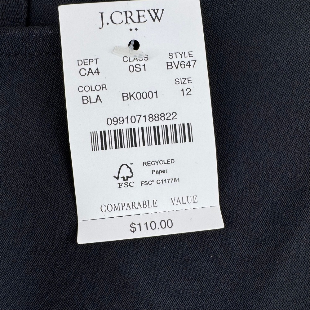 J.Crew Womens Black Puff Sleeve Midi‎ Dress BV647 Sz 12 NEW MSRP $110 Office LBD - Picture 2 of 9